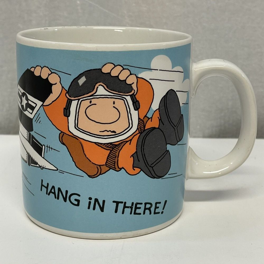 Ziggy Tom Wilson Cartoon Coffee Mug‎ Hang In There US Air Force Pilot Novelty